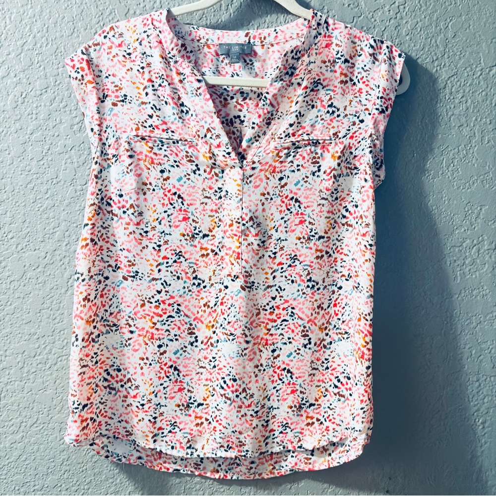 The Limited Women's Pink and Brown Patterned Blouse Size XS